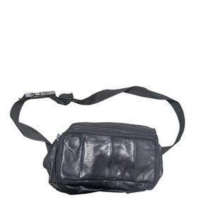 Black Leather Men's Crossbody Bag
